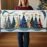 Quilted Table Runner - Snowy Pine Landscape