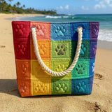 Handmade Beach Bag | Paw Print Patch