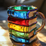 Colorful Handmade Mug with Book Theme
